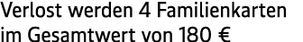 Verlost werden 4 Familienkarten im Gesamtwert von 180 €